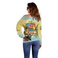 Belize Toucan Off Shoulder Sweater Belizean Pride Retro Style