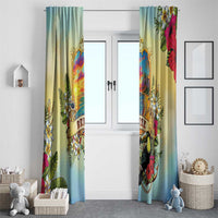 Belize Toucan Window Curtain Belizean Pride Retro Style