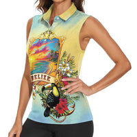 Belize Toucan Women Sleeveless Polo Shirt Belizean Pride Retro Style