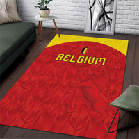 Belgium Football 2026 Area Rug Belgian Lion Sporty Style