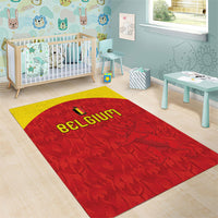 Belgium Football 2026 Area Rug Belgian Lion Sporty Style