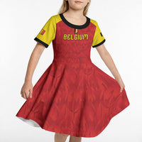 Custom Belgium Football 2026 Kid Short Sleeve Dress Belgian Lion Sporty Style