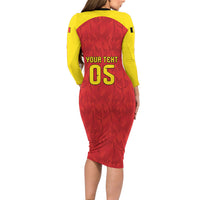 Custom Belgium Football 2026 Long Sleeve Bodycon Dress Belgian Lion Sporty Style