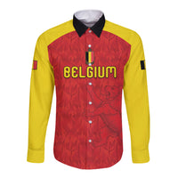 Custom Belgium Football 2026 Long Sleeve Button Shirt Belgian Lion Sporty Style