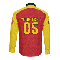 Custom Belgium Football 2026 Long Sleeve Button Shirt Belgian Lion Sporty Style