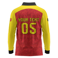 Custom Belgium Football 2026 Long Sleeve Polo Shirt Belgian Lion Sporty Style