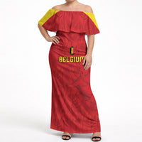 Custom Belgium Football 2026 Off Shoulder Maxi Dress Belgian Lion Sporty Style