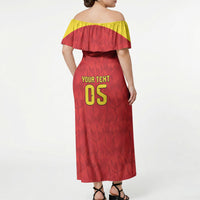 Custom Belgium Football 2026 Off Shoulder Maxi Dress Belgian Lion Sporty Style