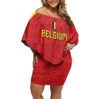 Custom Belgium Football 2026 Off Shoulder Short Dress Belgian Lion Sporty Style