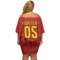 Custom Belgium Football 2026 Off Shoulder Short Dress Belgian Lion Sporty Style
