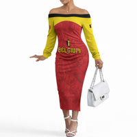 Custom Belgium Football 2026 Off The Shoulder Long Sleeve Dress Belgian Lion Sporty Style