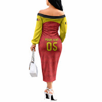 Custom Belgium Football 2026 Off The Shoulder Long Sleeve Dress Belgian Lion Sporty Style