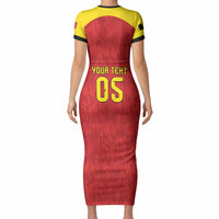 Custom Belgium Football 2026 Short Sleeve Bodycon Dress Belgian Lion Sporty Style