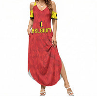 Custom Belgium Football 2026 Summer Maxi Dress Belgian Lion Sporty Style