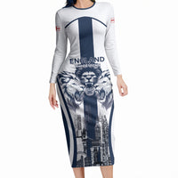 Custom England Football 2026 Long Sleeve Bodycon Dress Three Lions Special Style
