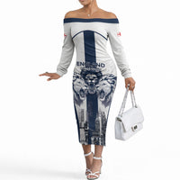 Custom England Football 2026 Off The Shoulder Long Sleeve Dress Three Lions Special Style