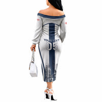 Custom England Football 2026 Off The Shoulder Long Sleeve Dress Three Lions Special Style