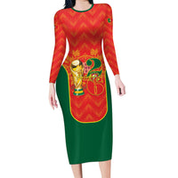 Custom Portugal Football 2026 Long Sleeve Bodycon Dress Road To Glory
