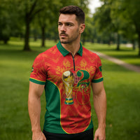 Custom Portugal Football 2026 Zipper Polo Shirt Road To Glory