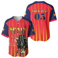 Custom Spain Football 2026 Baseball Jersey La Roja Brave Bull Striped Style