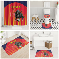 Spain Football 2026 Bathroom Set La Roja Brave Bull Striped Style