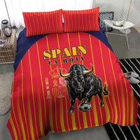Spain Football 2026 Bedding Set La Roja Brave Bull Striped Style