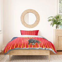 Spain Football 2026 Bedding Set La Roja Brave Bull Striped Style