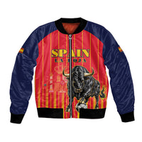 Custom Spain Football 2026 Bomber Jacket La Roja Brave Bull Striped Style
