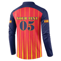 Custom Spain Football 2026 Button Sweatshirt La Roja Brave Bull Striped Style
