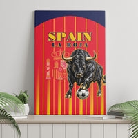 Spain Football 2026 Canvas Wall Art La Roja Brave Bull Striped Style