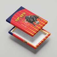 Spain Football 2026 Canvas Wall Art La Roja Brave Bull Striped Style