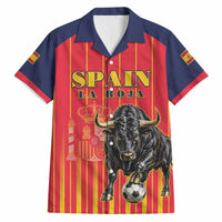 Custom Spain Football 2026 Hawaiian Shirt La Roja Brave Bull Striped Style
