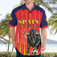 Custom Spain Football 2026 Hawaiian Shirt La Roja Brave Bull Striped Style
