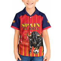 Custom Spain Football 2026 Kid Hawaiian Shirt La Roja Brave Bull Striped Style