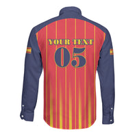 Custom Spain Football 2026 Long Sleeve Button Shirt La Roja Brave Bull Striped Style