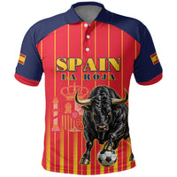 Custom Spain Football 2026 Polo Shirt La Roja Brave Bull Striped Style