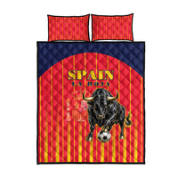 Spain Football 2026 Quilt Bed Set La Roja Brave Bull Striped Style