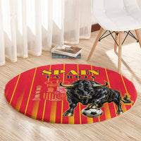 Spain Football 2026 Round Carpet La Roja Brave Bull Striped Style
