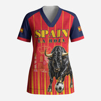 Custom Spain Football 2026 Scrub Top La Roja Brave Bull Striped Style