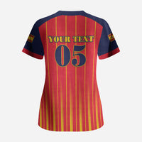 Custom Spain Football 2026 Scrub Top La Roja Brave Bull Striped Style