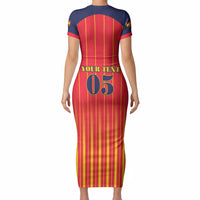 Custom Spain Football 2026 Short Sleeve Bodycon Dress La Roja Brave Bull Striped Style