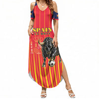 Custom Spain Football 2026 Summer Maxi Dress La Roja Brave Bull Striped Style