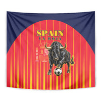 Spain Football 2026 Tapestry La Roja Brave Bull Striped Style