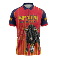 Custom Spain Football 2026 Zipper Polo Shirt La Roja Brave Bull Striped Style