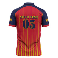 Custom Spain Football 2026 Zipper Polo Shirt La Roja Brave Bull Striped Style