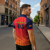 Custom Spain Football 2026 Zipper Polo Shirt La Roja Brave Bull Striped Style