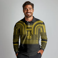 Philippines Filipinos Long Sleeve Polo Shirt Igorot Tribal Pattern Black