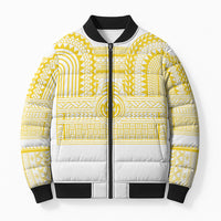 Philippines Filipinos Bomber Puffer Jacket Igorot Tribal Pattern White
