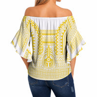Philippines Filipinos Off Shoulder Wrap Waist Top Igorot Tribal Pattern White