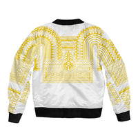 Philippines Filipinos Sleeve Zip Bomber Jacket Igorot Tribal Pattern White